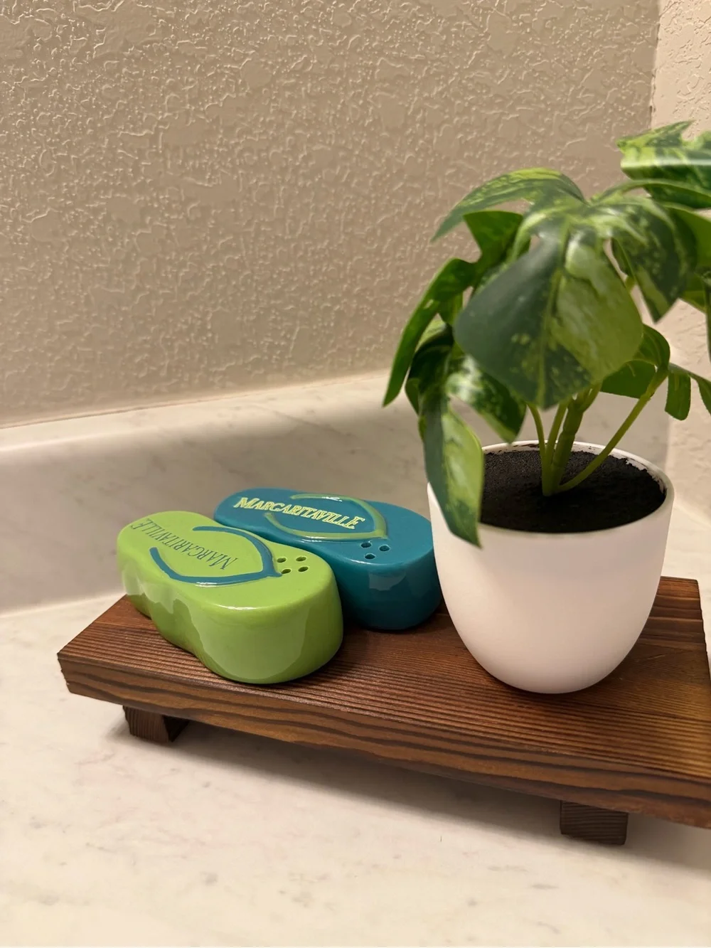 Margaritaville Ceramic Flip-Flop Salt & Pepper Shakers - Green and Blue